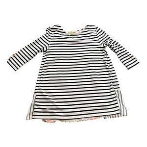 Matilda Jane Joanna Gaines Women XS Black White Striped Floral Split Back Tunic